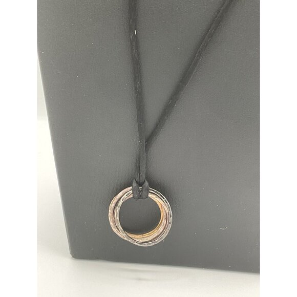 Handcrafted Silver & Copper Ring Pendant Necklace Adjustable - Picture 3 of 5